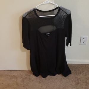 Black top with mesh shoulders